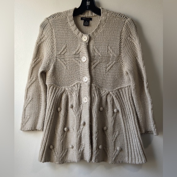 Vintage BCBGMaxAzria Women’s Cream Cardigan Sz M - Picture 4 of 8